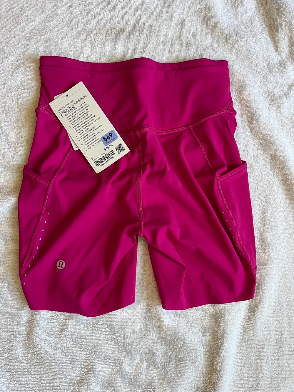 🆕 Lululemon Fast and Free HR Short 6” *Pockets in Pink Flare, size 6